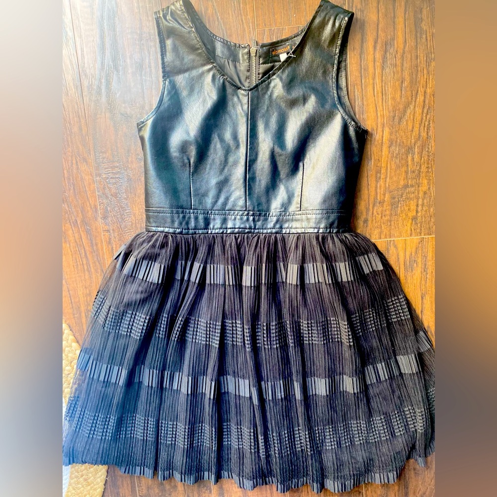 Ellamoss size 13 leather like mini girls dress